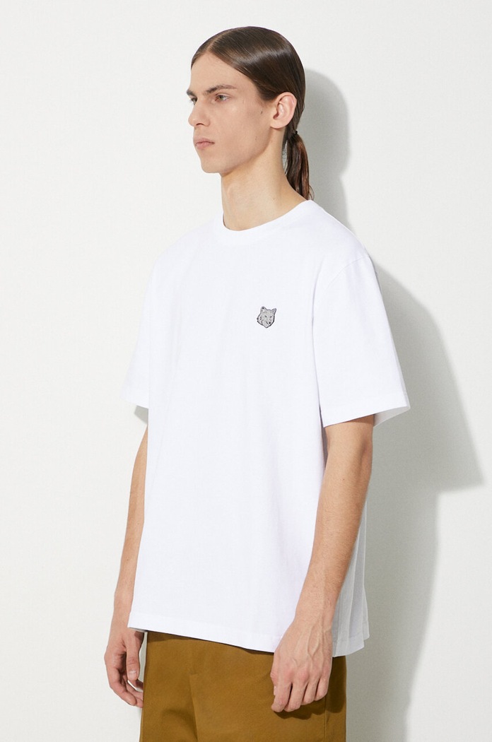 Βαμβακερό μπλουζάκι Maison Kitsuné Bold Fox Head Patch Comfort Tee Shirt λευκό MM00108KJ0118