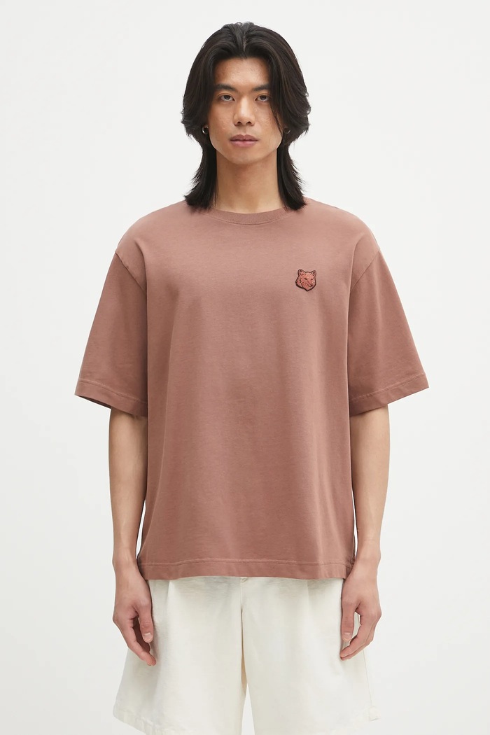 Maison Kitsuné cotton t-shirt Bold Fox Head Patch Oversize Tee Shirt cotton brown LM00107KJ0119