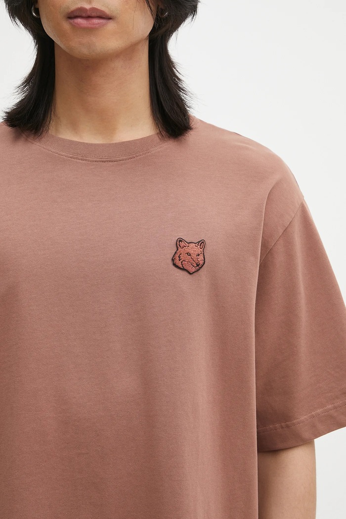 Maison Kitsuné cotton t-shirt Bold Fox Head Patch Oversize Tee Shirt brown LM00107KJ0119