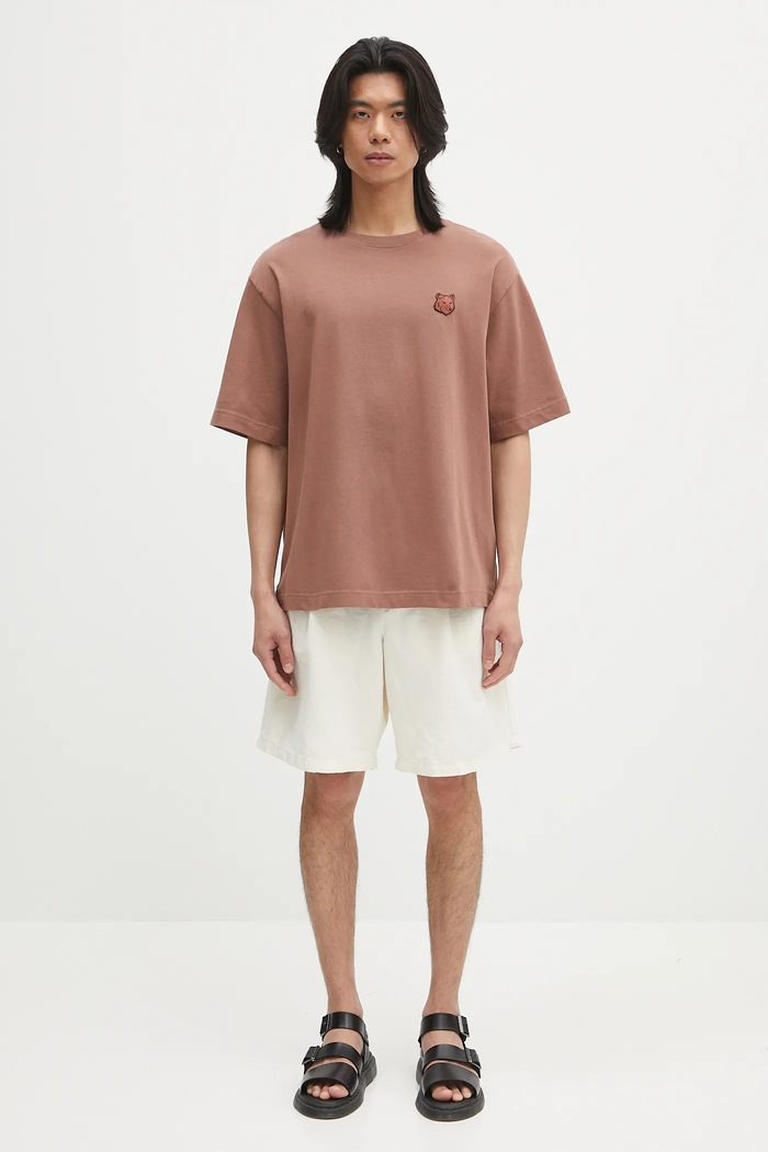 Maison Kitsuné cotton t-shirt Bold Fox Head Patch Oversize Tee Shirt LM00107KJ0119 brown