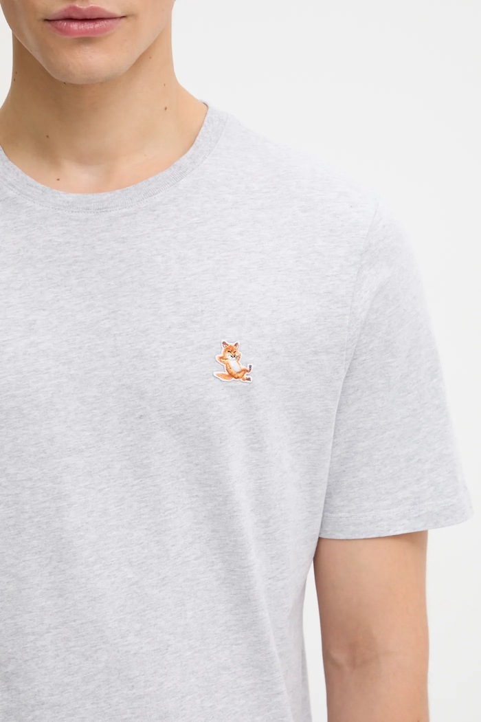 Maison Kitsuné cotton t-shirt Chillax Fox Patch Regular Tee Shirt gray LM00110KJ0008