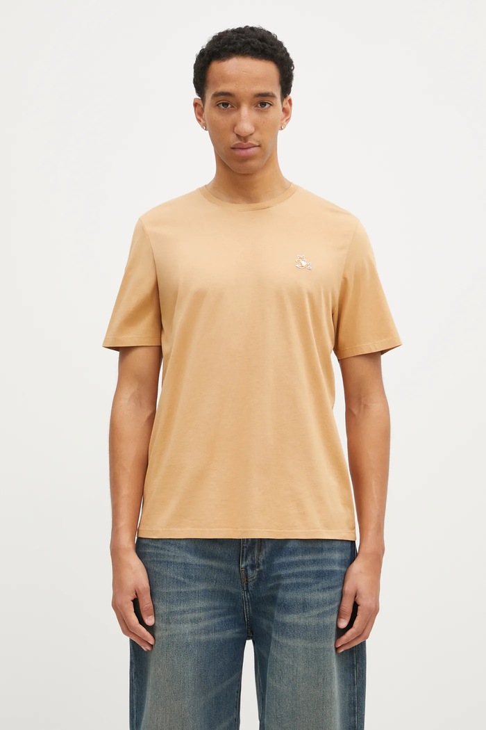 Maison Kitsuné t-shirt bawełniany Chillax Fox Patch Regular Tee Shirt pomarańczowy LM00110KJ0008
