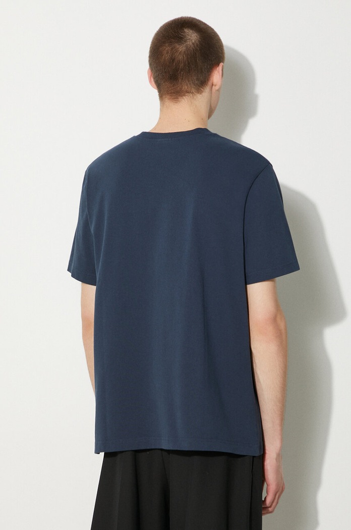 Одежда Хлопковая футболка Maison Kitsuné Handwriting Comfort Tee Shirt MM00126KJ0118 тёмно-синий