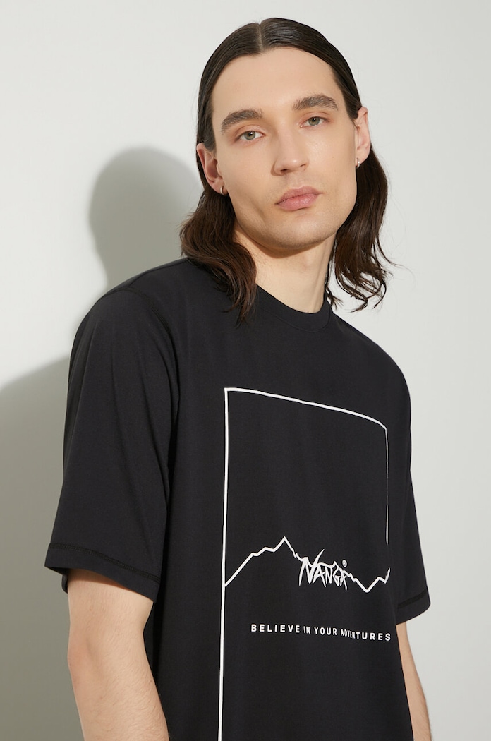 Μπλουζάκι Nanga Dry Mix Frame Logo Tee κανονικό μαύρο NW2221.1G503