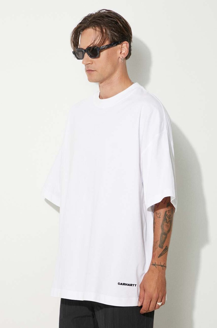 Bavlněné tričko Carhartt WIP Link Script T-Shirt bílá I031373.00AXX