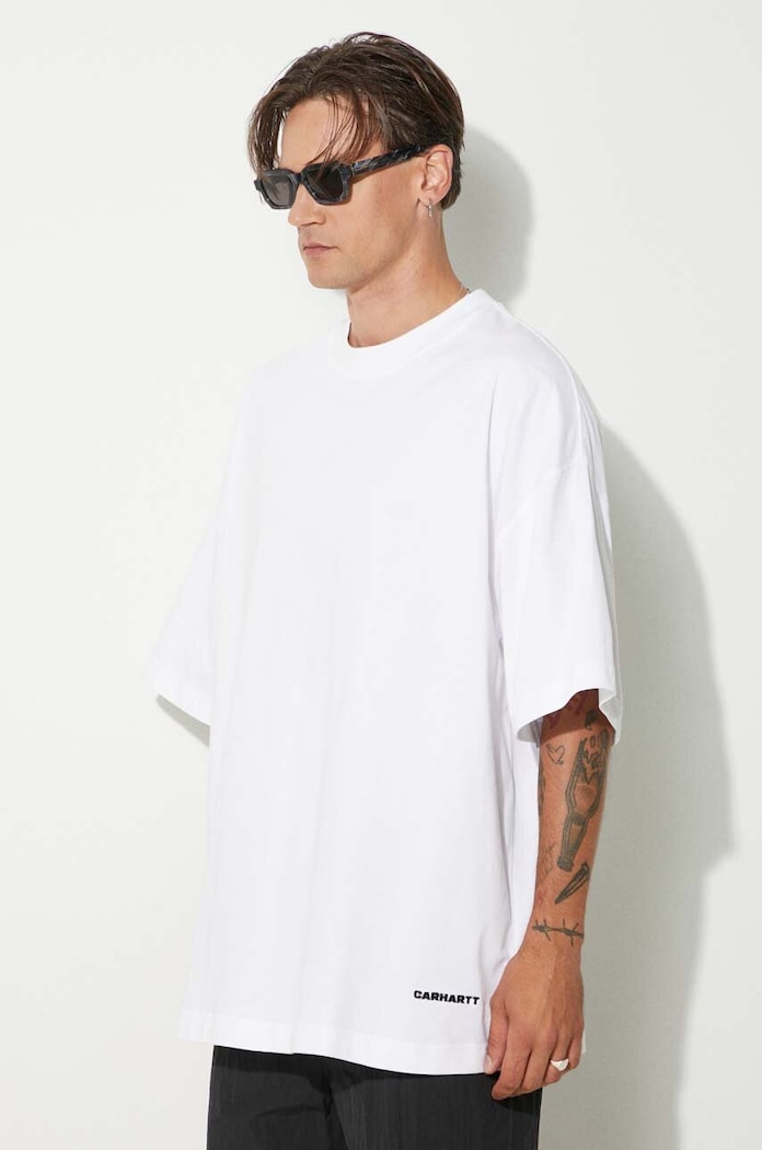 Bavlněné tričko Carhartt WIP Link Script T-Shirt bílá I031373.00AXX
