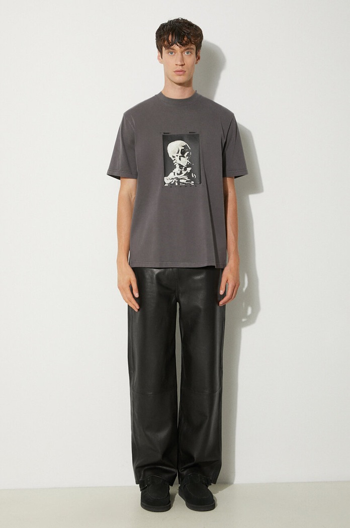 STAMPD cotton t-shirt Skeleton Garment Dye Relaxed Tee V2 SLA.M3247TE.DKG gray SS24