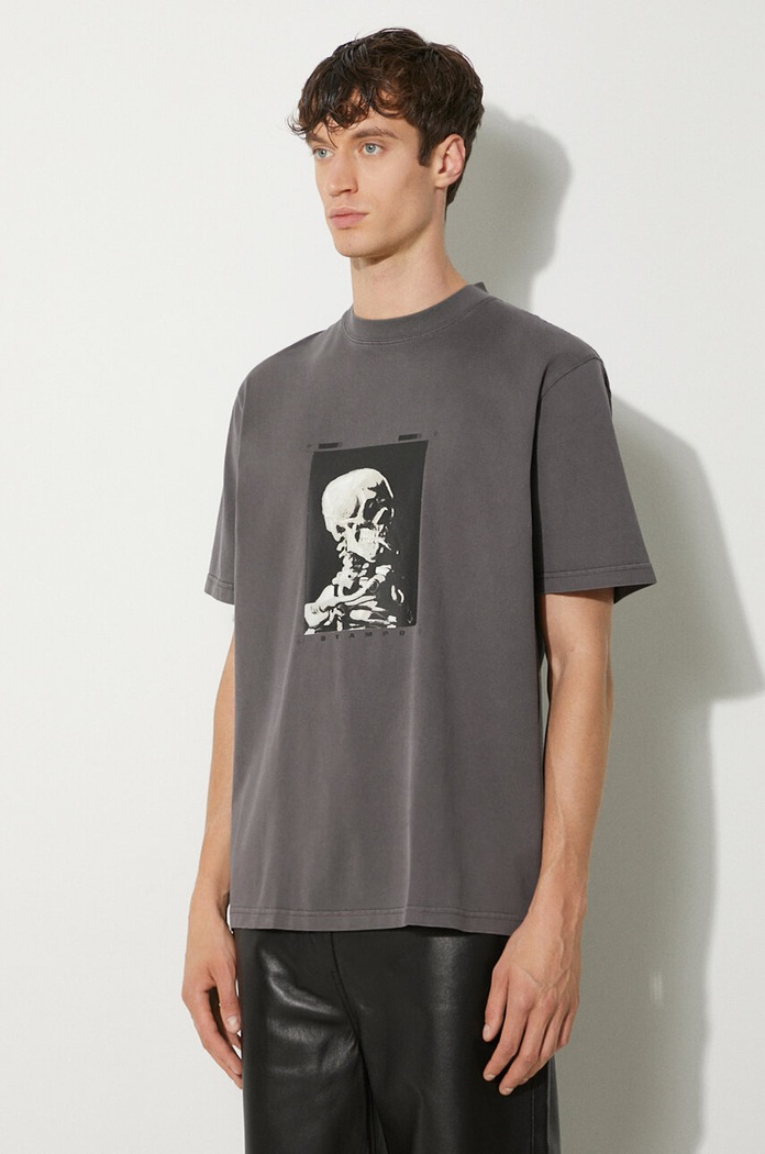STAMPD cotton t-shirt Skeleton Garment Dye Relaxed Tee V2 gray SLA.M3247TE.DKG