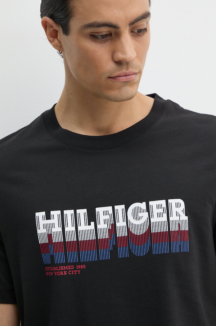 Tommy Hilfiger tricou din bumbac negru MW0MW34377