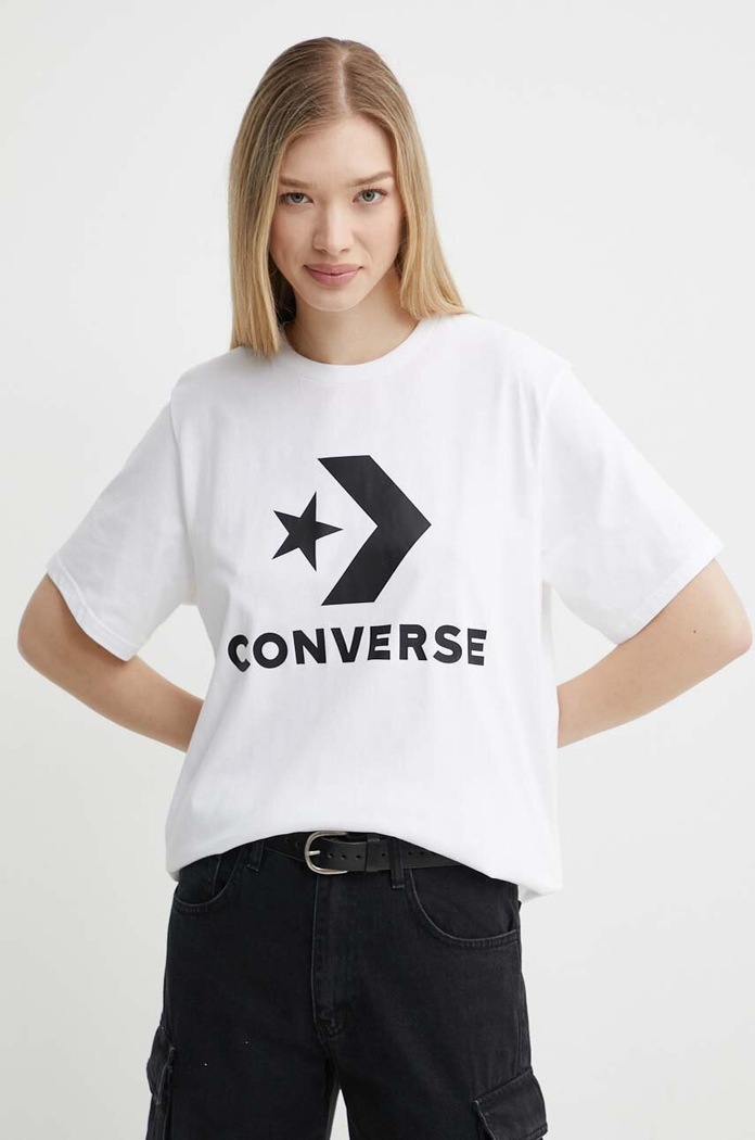 Bavlnené tričko Converse 10025458.A03 biela SS24