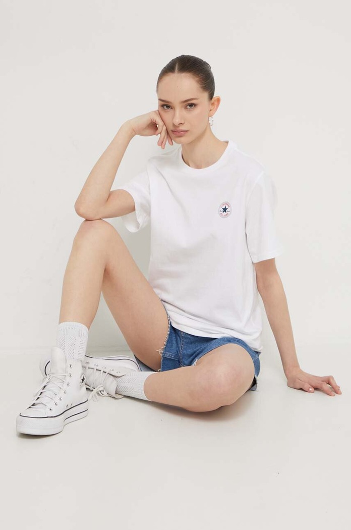 Bavlnené tričko Converse 10026565.A01 béžová SS25