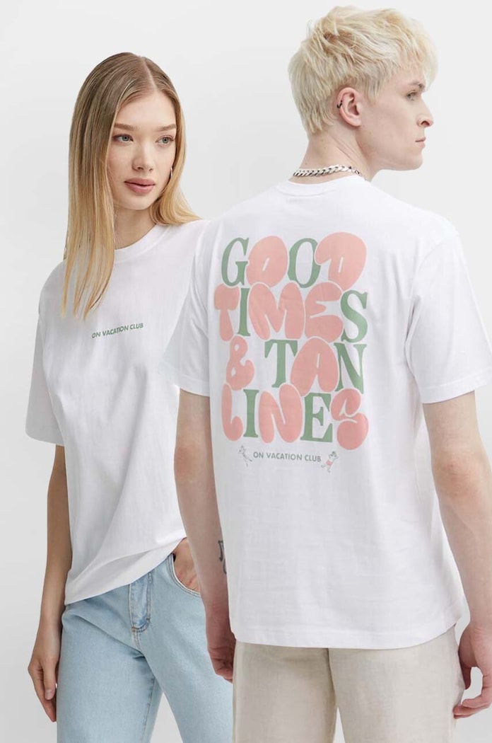 On Vacation tricou din bumbac Bubbly print alb OVC.T147