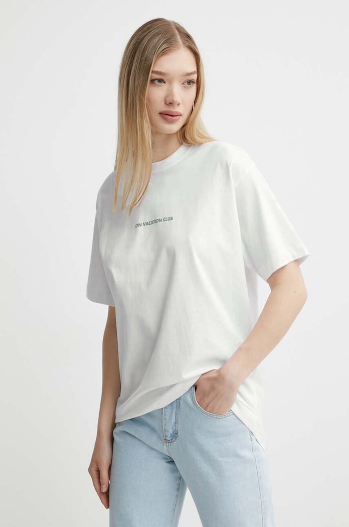 On Vacation tricou din bumbac Bubbly OVC.T147 alb