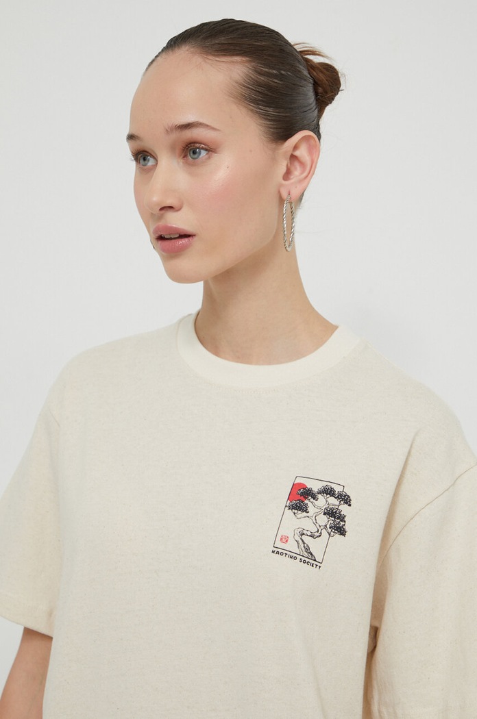 Kaotiko t-shirt bawełniany beżowy AL040.01S.G002