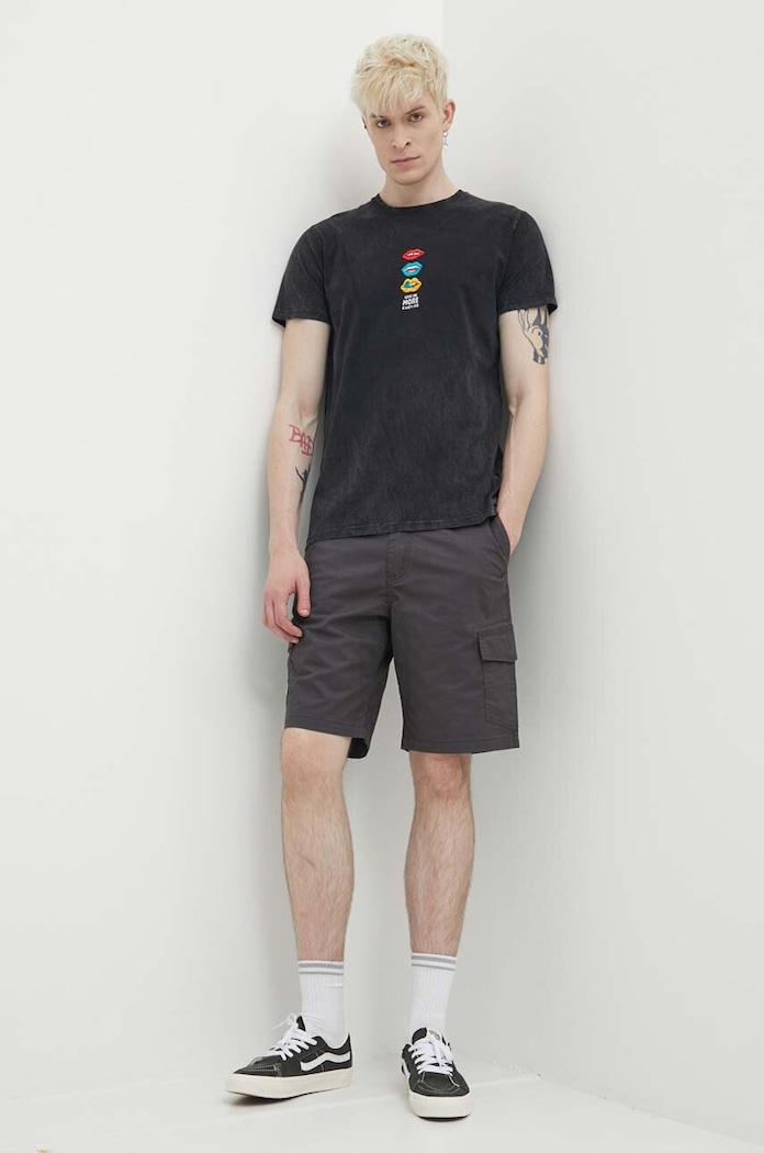 Bavlněné tričko Kaotiko AK036.01.G002 černá SS24