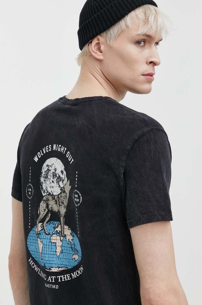 Kaotiko t-shirt bawełniany AK025.01.G002 czarny SS24