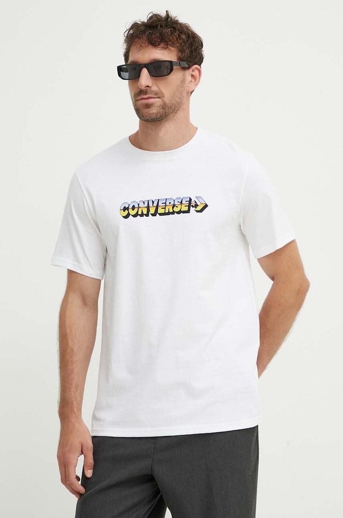Converse T-shirt bawełniany 10026416.A02 biały SS24