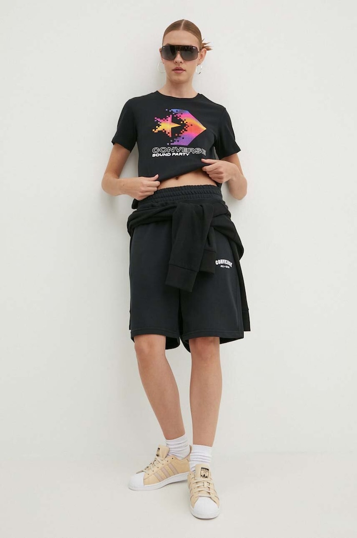 Oblečení Bavlněné tričko Converse 10026364.A02 černá