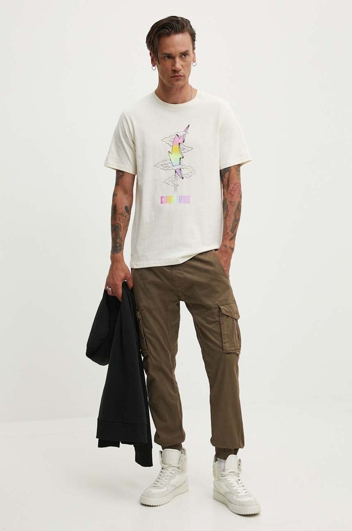 Bavlnené tričko Converse PRIDE 10027208.A01 béžová SS24