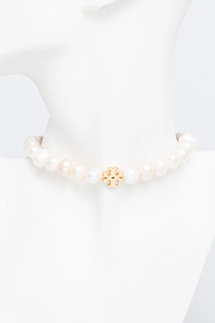 Doplňky Pozlacený náhrdelník Tory Burch Kira 157964.137 bílá