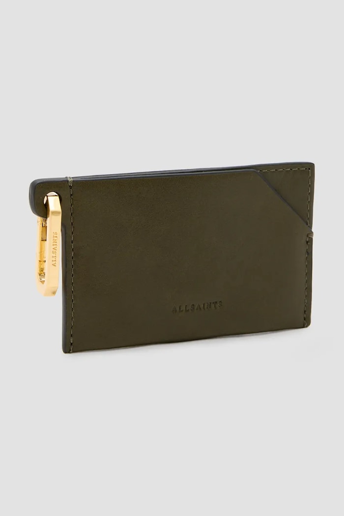 Kožené pouzdro na karty AllSaints HEX CARDHOLDER W398XB zelená SS25