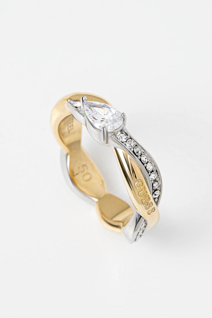 Guess pierścionek TWIST Gift Box złoty JUBR05.068JW