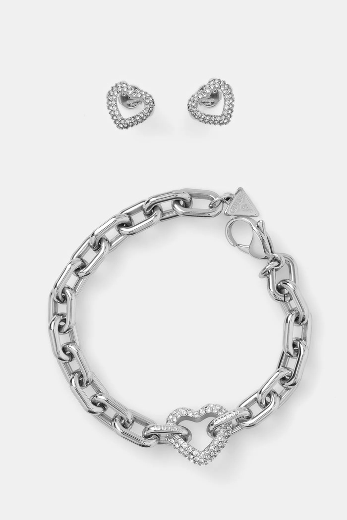 Narukvica i naušnice Guess BELOVED Gift Box srebrna JUBS05.077JW