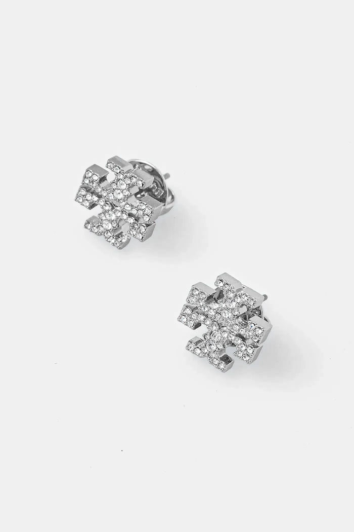 Tory Burch kolczyki Kira Pave Stud srebrny 158535.042