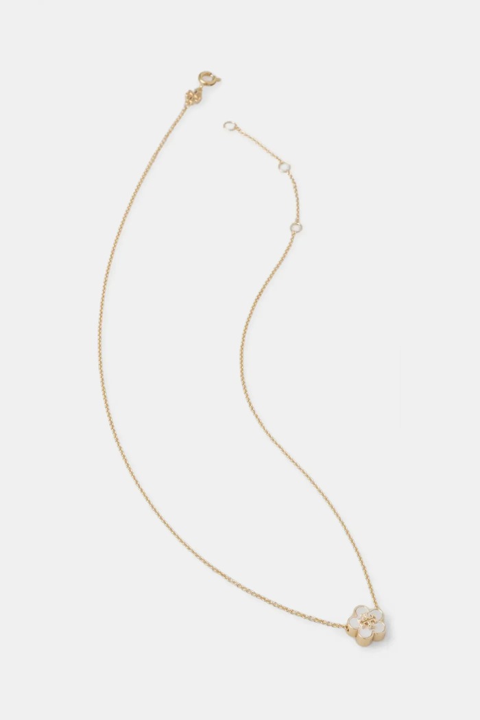 Επιχρυσωμένο κολιέ Tory Burch Kira Flower Pendant χρυσαφί 158996.700