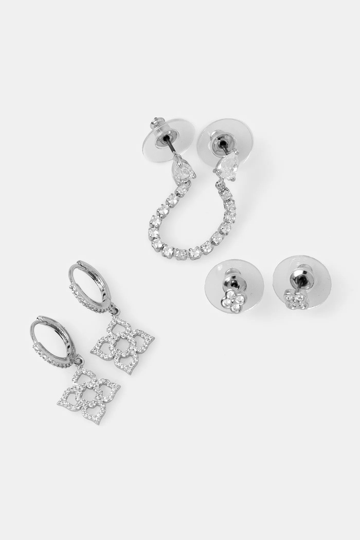 Naušnice Aldo ELISABETH 3-pack 3-pack srebrna ELISABETH.973