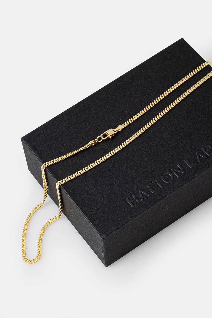 HATTON LABS collana d'argento Classic Cuban Chain S HL.W4.383.GL giallo SS25