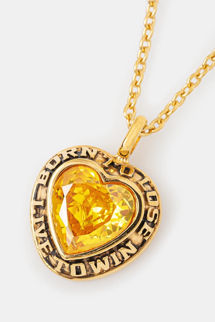 Ασημένιο κολιέ AMBUSH Heart Class Ring Charm Necklace 12114803 χρυσαφί SS25