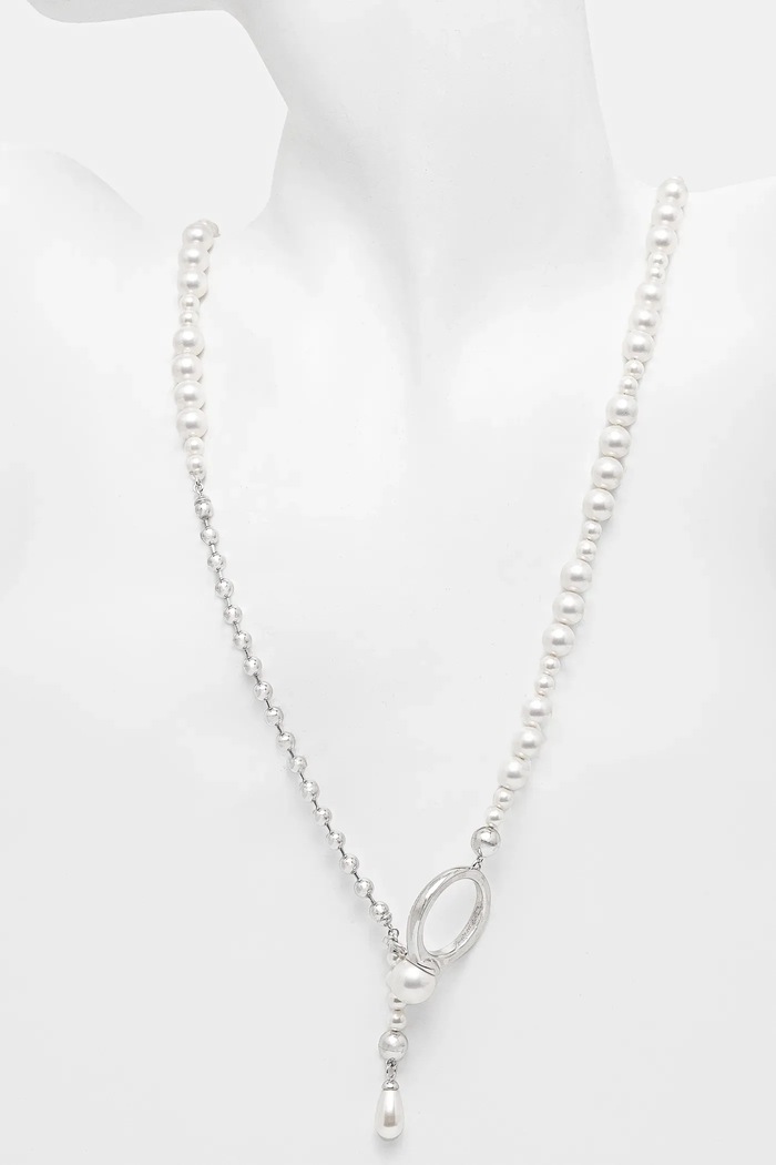 Срібне кольє AMBUSH Pearl Strand Necklace срібний 12115268