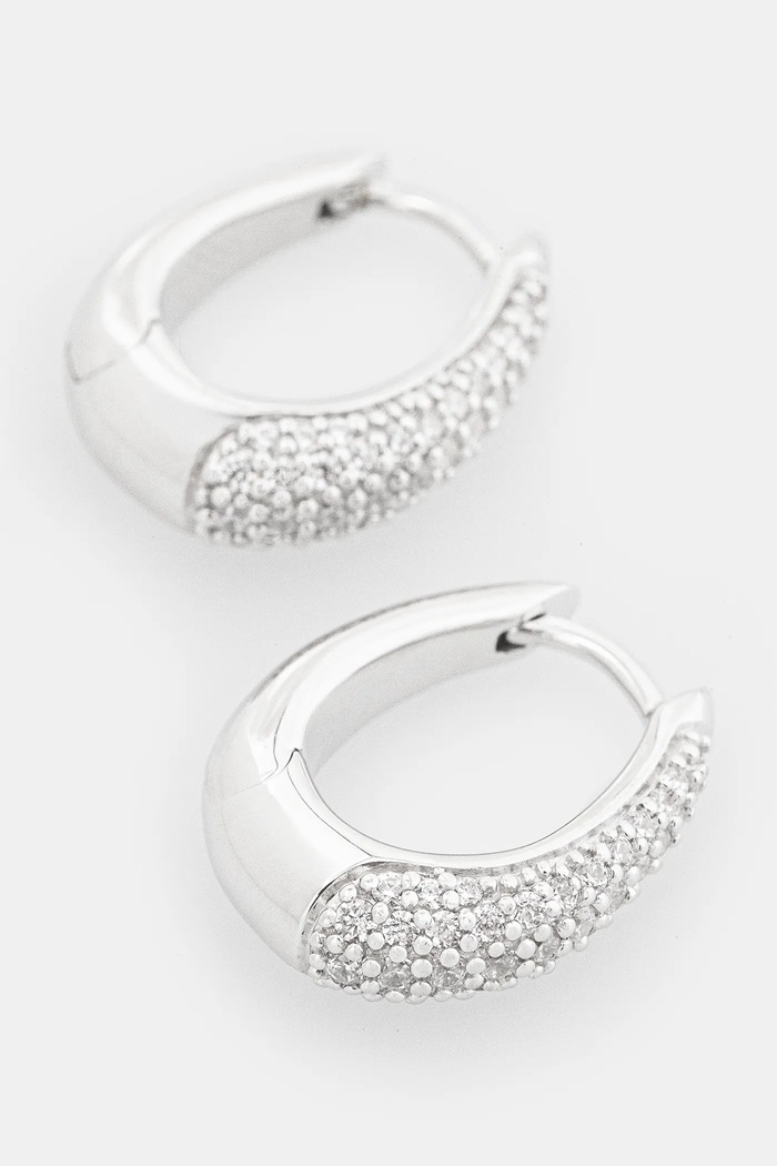 Ασημένια σκουλαρίκια Tom Wood Liz Hoops Pave 100607 ασημί SS25