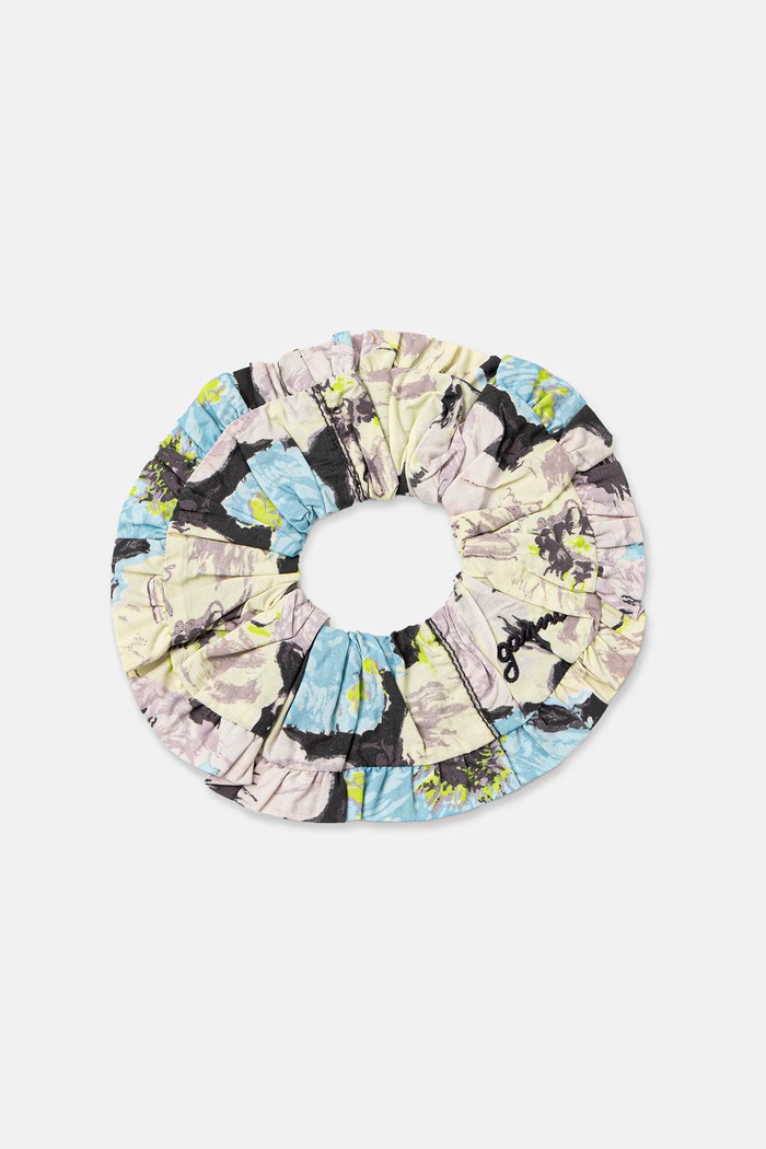 GANNI gumka do włosów Printed Cotton Frill Scrunchie multicolor A6576