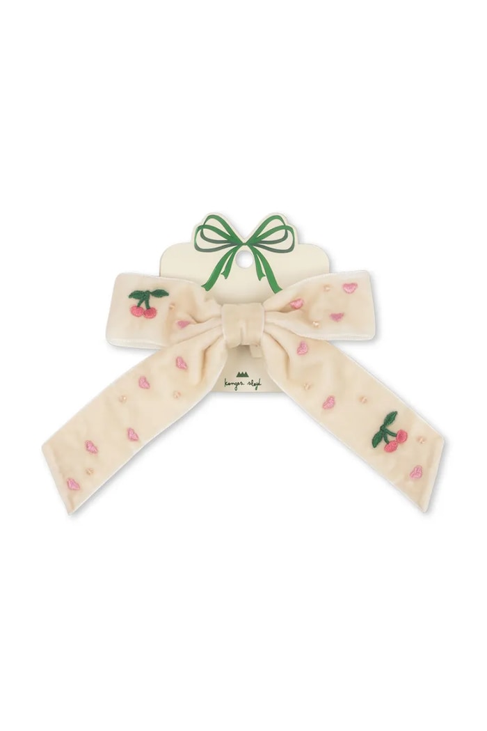 Sponka Konges Sløjd VELVET BOW PEARLY HAIR CLIP KS103208 béžová SS25