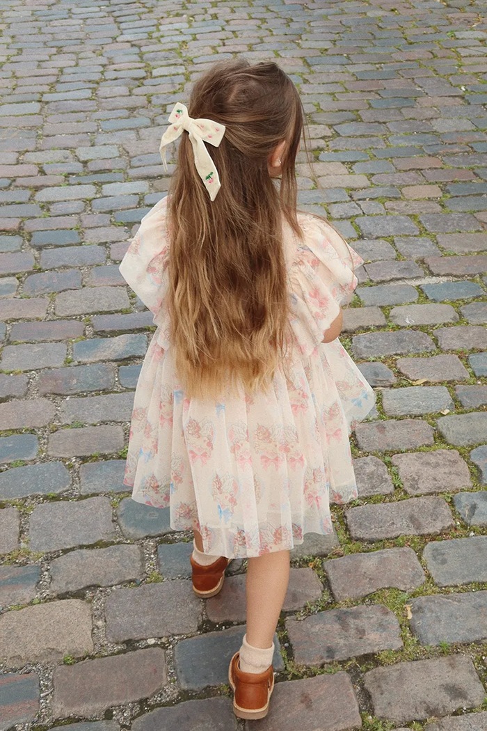 Sponka Konges Sløjd VELVET BOW PEARLY HAIR CLIP KS103208 béžová