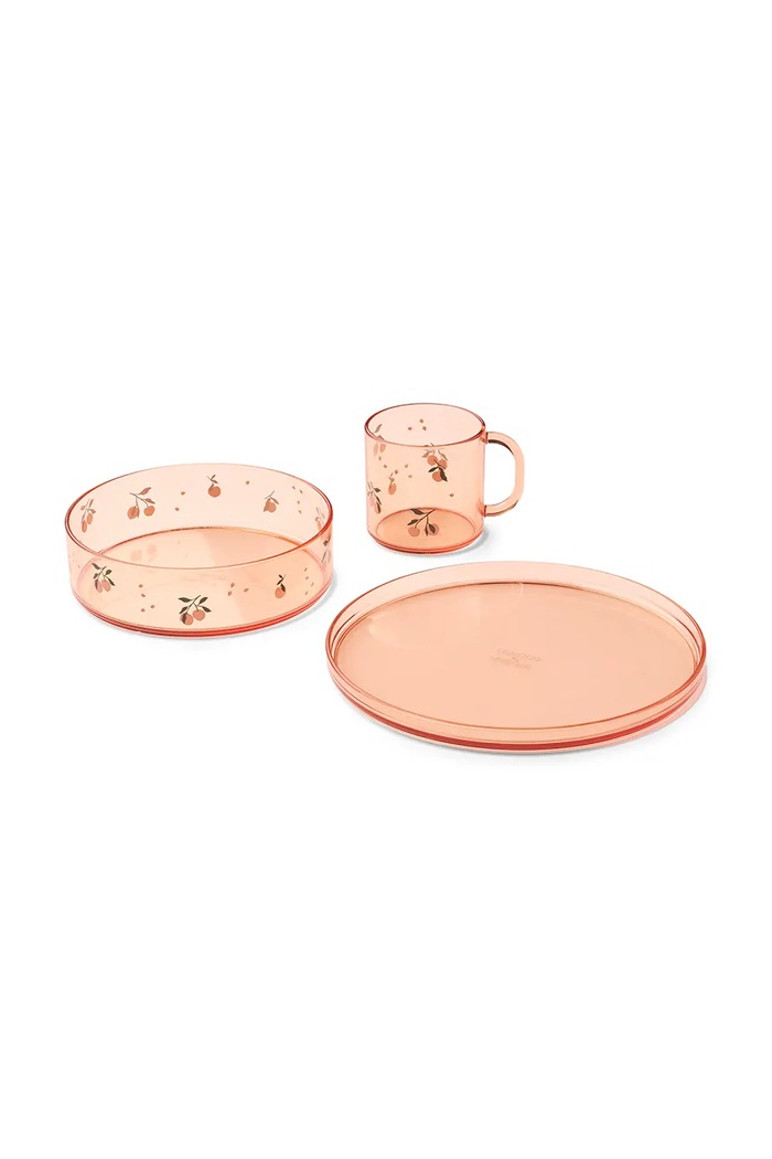 Liewood Set de cină pentru copii Siva Printed Tritan Tableware Set portocaliu LW19969