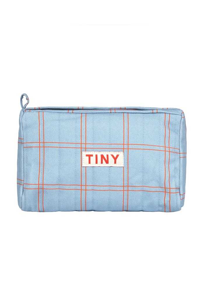 Tinycottons portfard CHECK POUCH albastru SS25.382