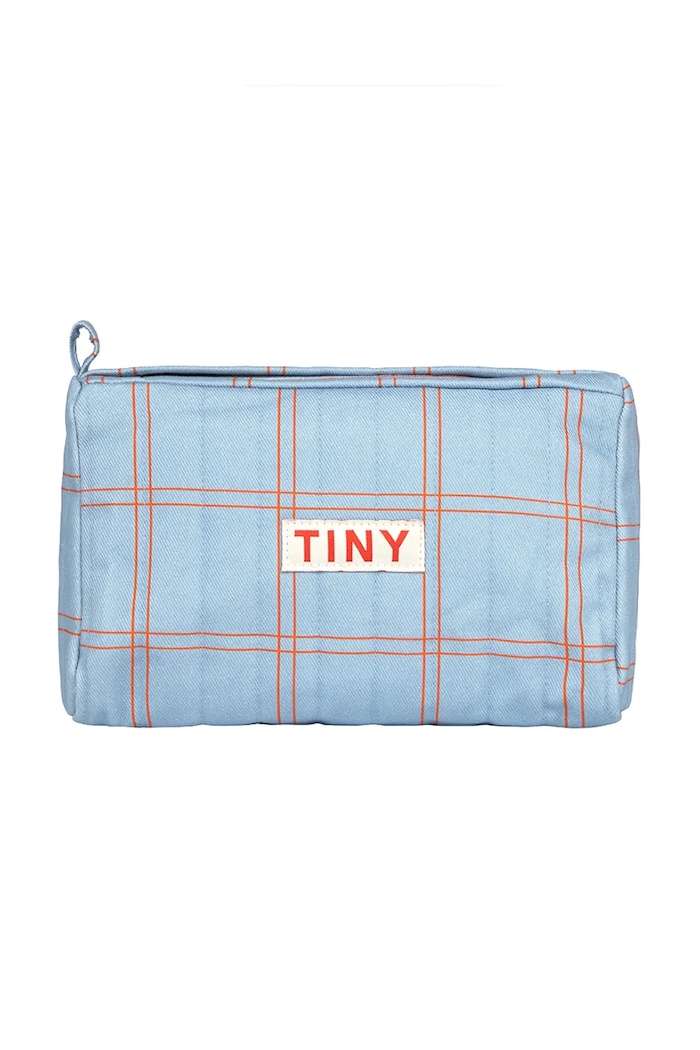 Tinycottons portfard CHECK POUCH albastru SS25.382
