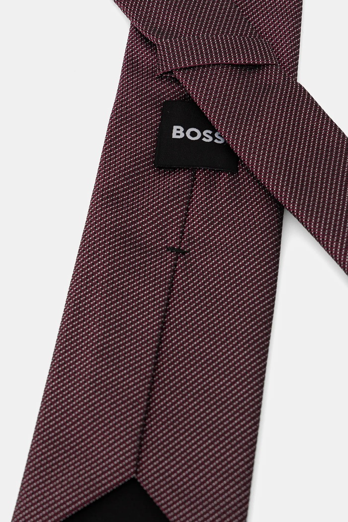 Копринена вратовръзка BOSS 50532061 бордо SS25