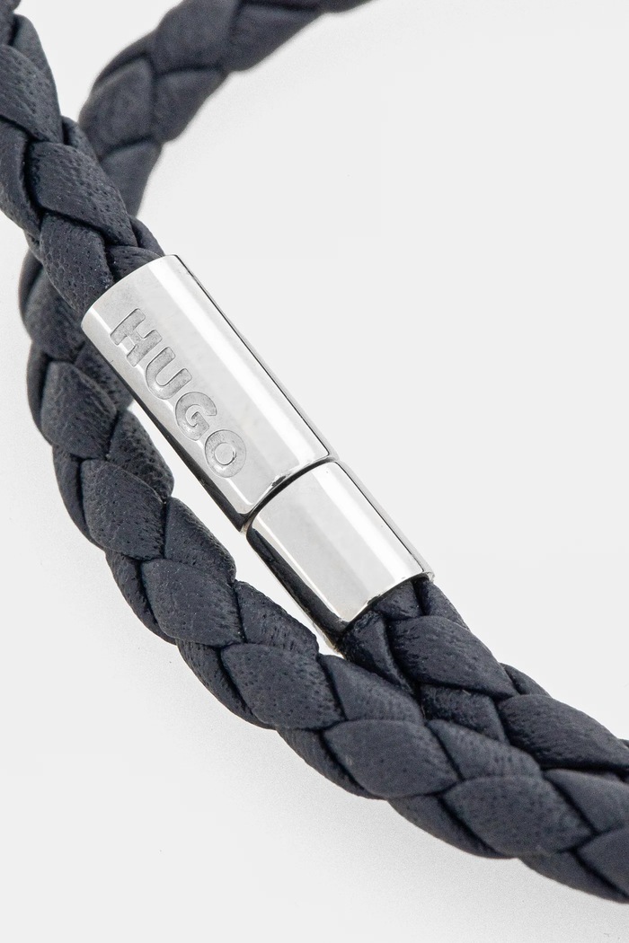 HUGO bratara de piele 50538911 bleumarin SS25