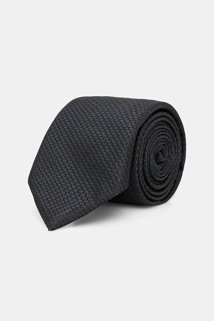 Kravata s příměsí hedvábí BOSS námořnická modř 50538975