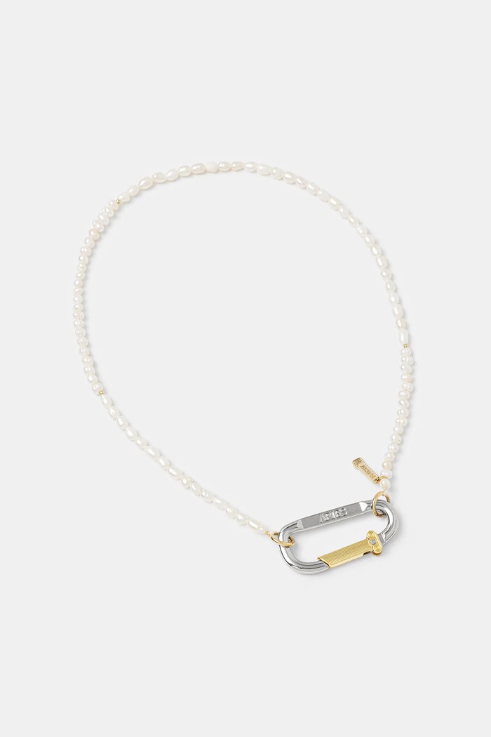 Ланцюжок Aries Mini Carabiner Pearl Necklace бежевий AR9026703