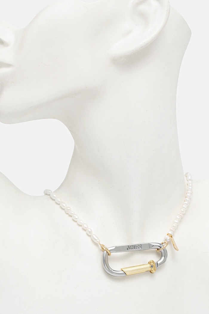 Ланцюжок Aries Mini Carabiner Pearl Necklace AR9026703 бежевий SS25