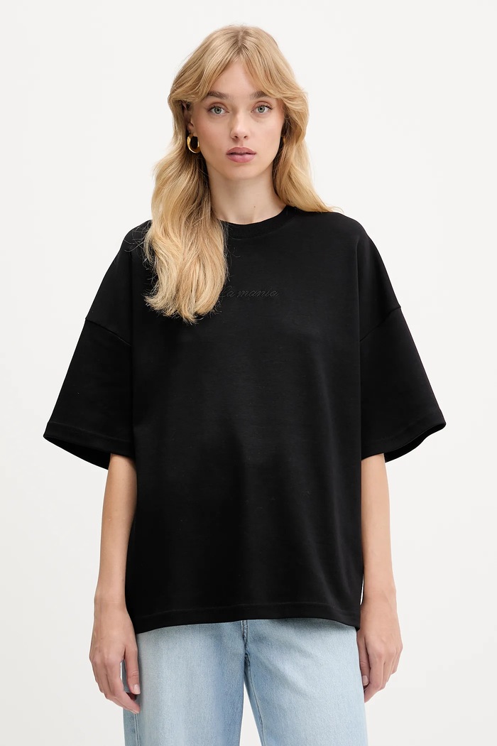 La Mania tricou din bumbac NAN imprimeu negru NAN