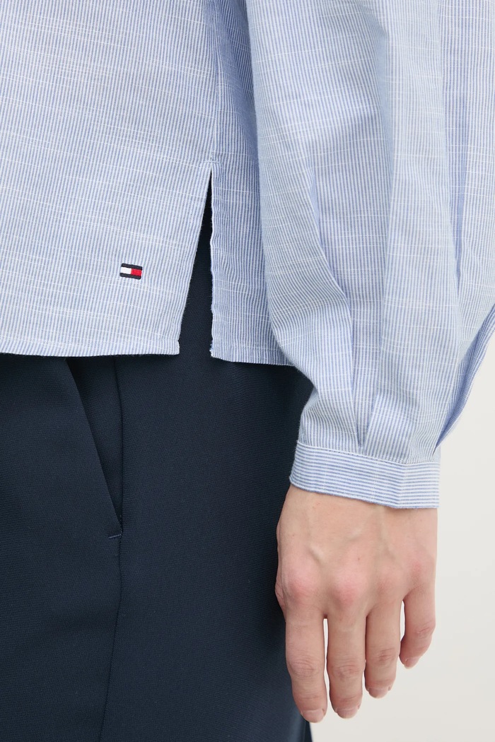 Bavlněná halenka Tommy Hilfiger WW0WW45319 modrá