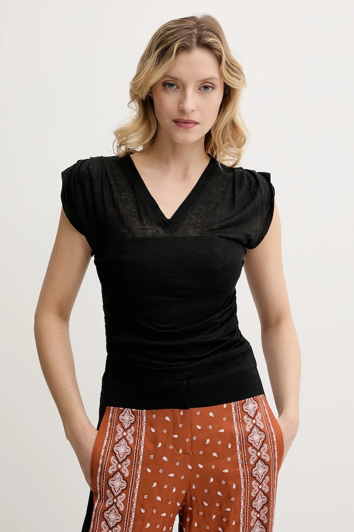 Pinko bluzka lniana regular czarny 104985.A2GF