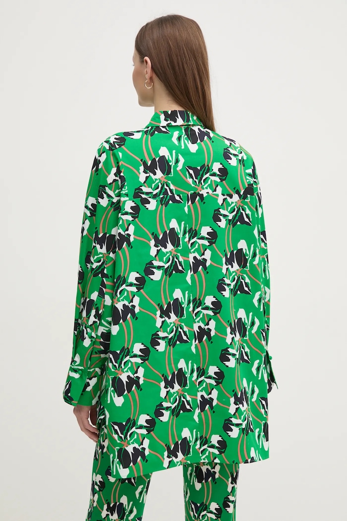 Дрехи Памучна риза DIANE VON FURSTENBERG DVFBL4S003 зелен