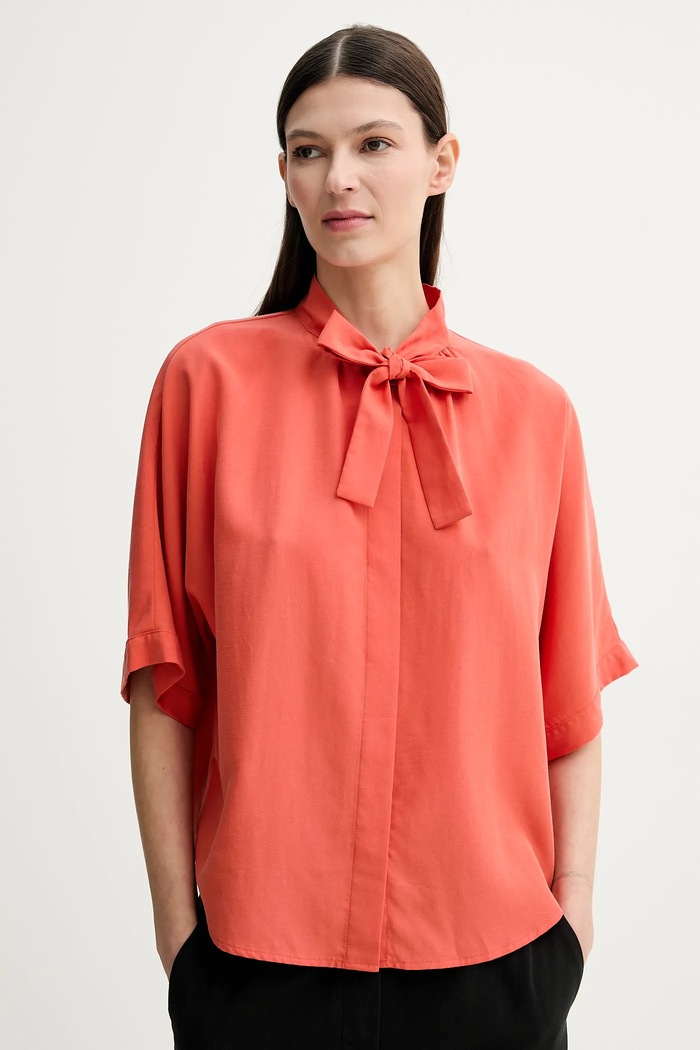Marc O'Polo koszula z domieszką lnu casual pomarańczowy 503084041013
